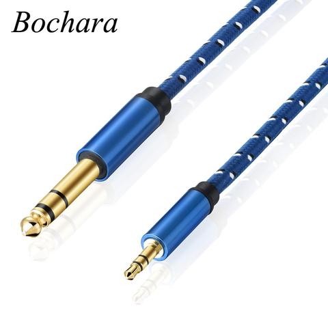 Bochar trenzado 3,5mm Conector estéreo macho a 6,5mm Conector estéreo macho OFC Cable de Audio lámina + trenzado blindado 1m 2m 3m ► Foto 1/6