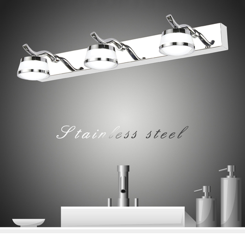Zerouno-Lámpara de baño de acero inoxidable, luz led acrílica para tocador de habitación, pantalla de alumbrado de pared impermeable ► Foto 1/6