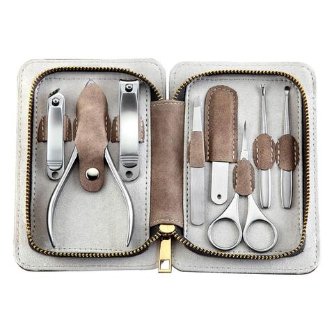 Kit de manicura profesional para hombre y mujer, cortauñas de acero inoxidable, conjunto de pedicura, Kit de aseo de uñas, herramienta de viaje, 8 Uds. ► Foto 1/6