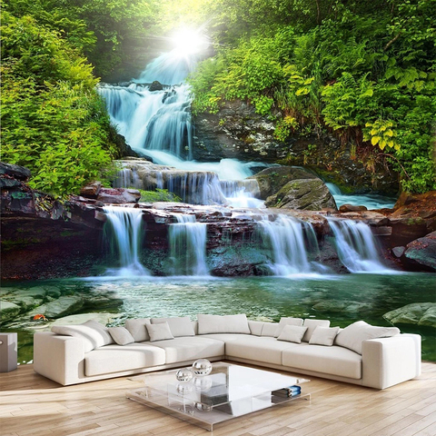 Mural personalizado papel 3D cascada Pared de paisaje natural pintura sala de TV sofá dormitorio estudio casa decoración de pared papeles 3 D ► Foto 1/1