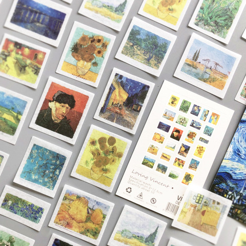 50 unids/lote dear Van Gogh series diario pegatinas decorativas Etiqueta de palo de Scrapbooking diario álbum de viaje pegatinas de papelería ► Foto 1/5