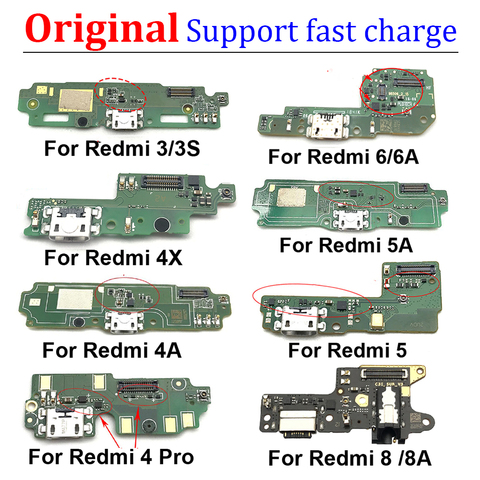 Para Xiaomi Redmi 3S 4 4X 4A 5 5A 6 6A 8 8A 9A Nota 5 7 8 8T 9 Pro 9 USB cargador puerto de carga Dock Connector Flex Cable Junta ► Foto 1/6