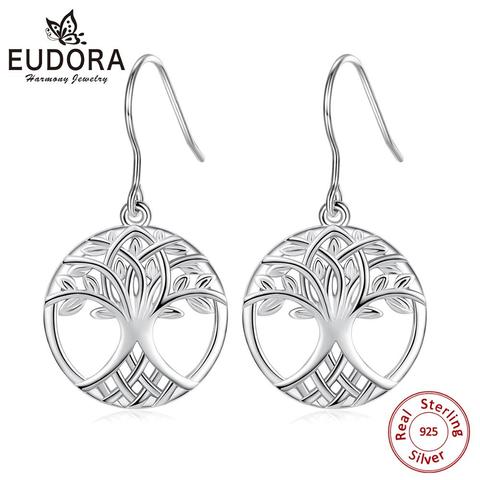 Eudora-pendientes de árbol de Plata de Ley 925 con Árbol de la vida, joyería de moda para hombres y mujeres ► Foto 1/6