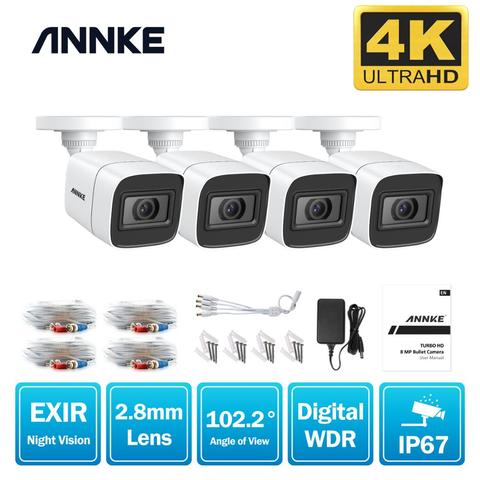 ANNKE 4X Ultra HD 8MP TVI CCTV cámara exterior resistente a la intemperie blanco sistema de vigilancia de seguridad EXIR visión nocturna Kit de alerta de correo electrónico ► Foto 1/6