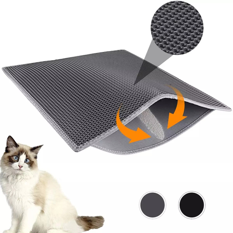 Alfombra de cama Gato de doble capa almohadillas impermeables para gatos cachorros caja de arena para mascotas, productos de alfombrilla para perros, cama, almohadilla limpia para gatos ► Foto 1/6