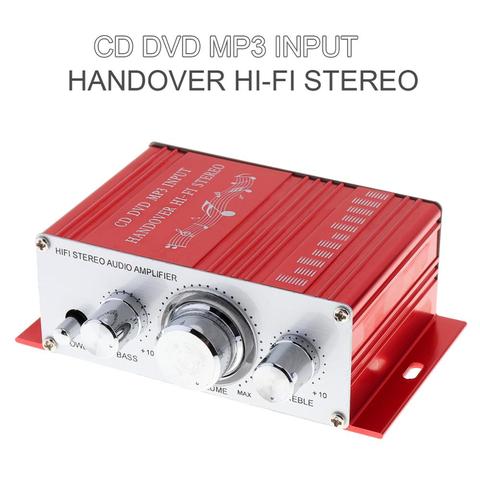 AMPLIFICADOR DE POTENCIA HiFi para coche, reproductor de Audio estéreo con 2 canales, 12V, compatible con CD, DVD, MP3, entrada para moto y hogar ► Foto 1/6