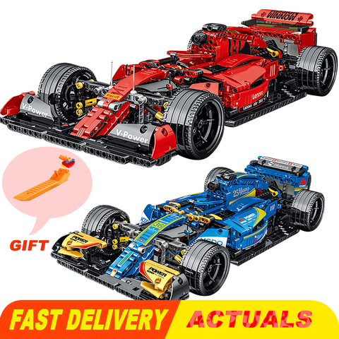 Bloques de construcción de coches de Fórmula F1 para niños, Serie Técnica, coche de carreras deportivo, supermodelo, Kit de bloques, juguetes para niños, regalos ► Foto 1/6