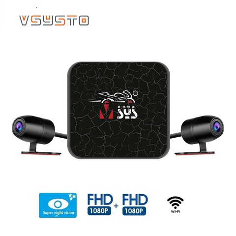 VSYSTO-Cámara de salpicadero DVR para motocicleta, resolución dual 1080p, Full HD, wifi, sin pantalla, visión nocturna ► Foto 1/6