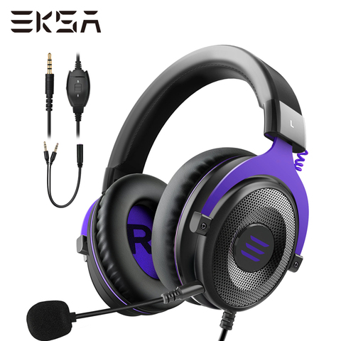 EKSA-auriculares E900 con cables y micrófono, auriculares estéreo para videojuegos profesionales, para PS4, teléfono inteligente, Xbox y PC ► Foto 1/6