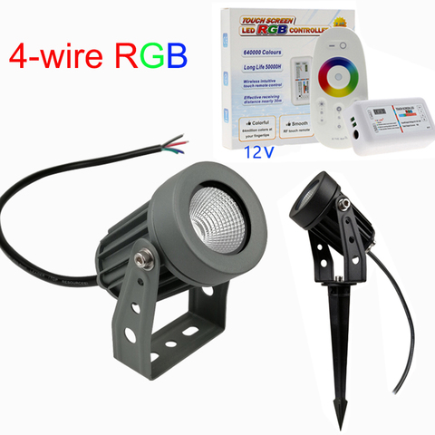 Con control remoto 4-Alambre de RGB COB lámpara de jardín para césped luz 9W 12V al aire libre LED Spike luz camino paisaje impermeable bombillas Spot ► Foto 1/6