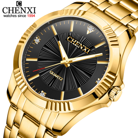 Reloj de alta calidad para hombre, marca CHENXI de lujo, dorado, de acero inoxidable, de cuarzo, de pulsera, venta al por mayor, dorado ► Foto 1/6