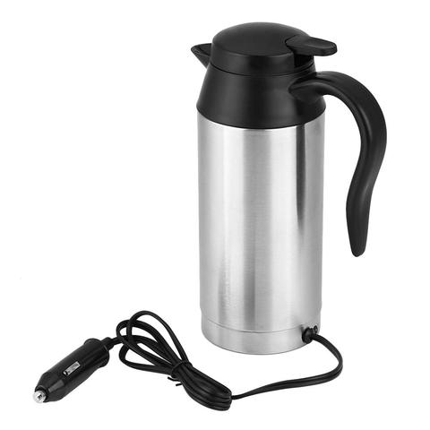 Hervidor de agua eléctrico para coche, 750ml, 12V/24V, encendedor de cigarrillos de acero inoxidable, taza hervidor de calor, termos eléctricos de viaje ► Foto 1/6