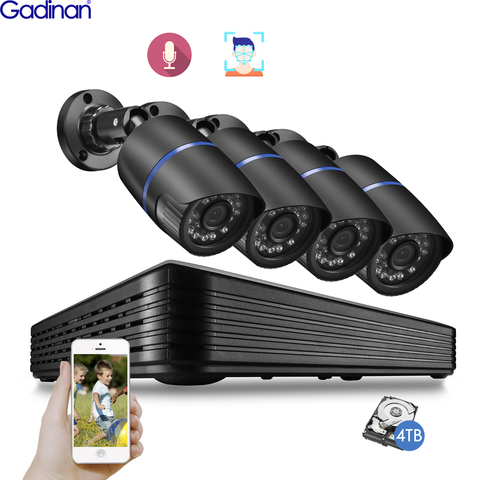 Gadinan-sistema de detección facial H.265 + 5MP AI NVR POE CCTV, cámara IP de Audio de 5MP/2MP, Kit de vídeo CCTV de vigilancia con bala ► Foto 1/6