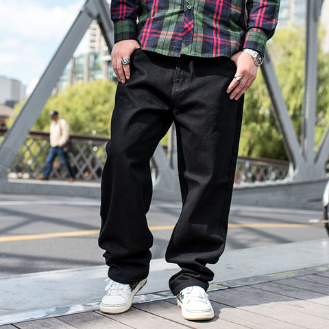 Otoño de 2022 Streetwear Corte recto Vaqueros de gran tamaño Homme negro para hombre azul suelta Hip Hop pantalones Jeans pantalones 44 46 ► Foto 1/6