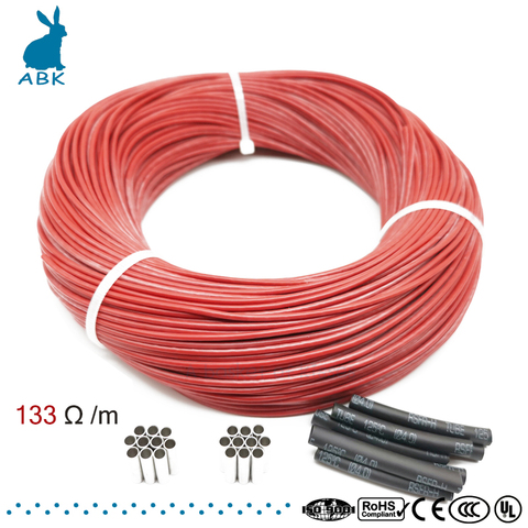 Cable de calefacción de fibra de carbono y goma de silicona, 100 ohm, 133 metros, cable de calefacción especial DIY para suministros de calefacción ► Foto 1/6