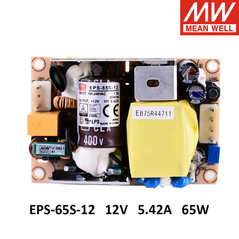 MEAN WELL-fuente de alimentación conmutada PCB de salida única, 65W, 3,3 V, 12V, 15V, 48V, EPS-65S Meanwell EPS-65S-12 ► Foto 1/6