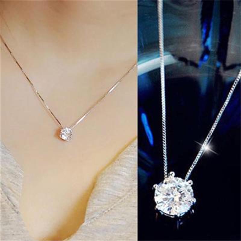 FDLK-gargantilla Simple de diamantes de imitación para mujer, collar brillante, cadena de Color plata, joyería ► Foto 1/6