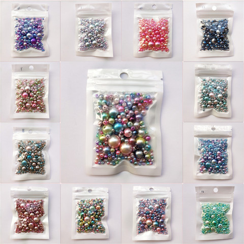 Cuentas acrílicas redondas de perlas de imitación para fabricación de joyas, abalorios de tamaño mixto de 3 a 12mm con agujero, perlas de colores, DIY, 250 Uds. ► Foto 1/6