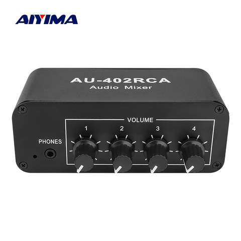 AIYIMA-mezclador de Audio estéreo, fuente de Audio multicanal, reverberador, Control independiente de volumen, 3,5mm, RCA, controlador de auriculares, 4 entradas ► Foto 1/1