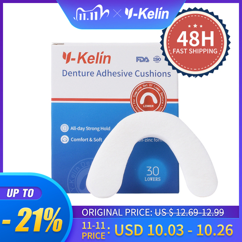 Y-Kelin dentadura adhesivo cojín (inferior) 120 pastillas de adhesivo de prótesis dental, almohadillas ► Foto 1/6