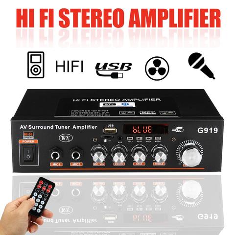 360W G919 Mini Amplificador Audio bluetooth Estéreo Amplificador de potencia FM SD Hifi 2CH Amp reproductor de música potencia Amplificador coche 12V 220V ► Foto 1/6