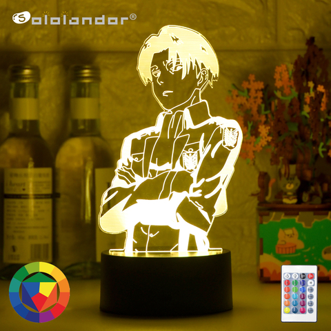 Lámpara de mesa acrílica Anime Attack on Titan para decoración de la habitación del hogar Luz chico fresco regalo de niño capitán Levi figura de Ackerman luces de noche ► Foto 1/6