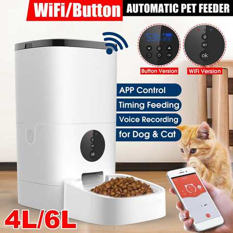 [Vídeo/WiFi/botón versión] 4L/6L alimentador automático de mascotas Gato elegante dispensador de alimentos para perros temporizador con aplicación de Control remoto ► Foto 1/6