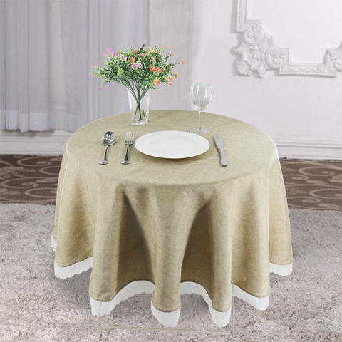 Manteles redondos de encaje de lino y algodón, cubierta de mesa moderna para decoraciones de mesa de banquete de boda, decoración del hogar, Uds. ► Foto 1/6