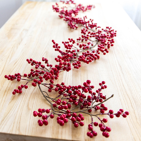 Guirnalda de bayas rojas, adornos navideños para Fruta Artificial, adornos para puerta, adornos colgantes para el hogar, decoración de boda ► Foto 1/5