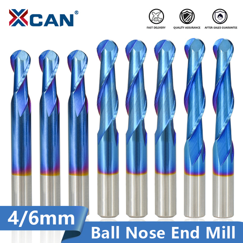 XCAN-Fresa de extremo de bola y nariz, vástago de 4/6mm, 2 flauta, enrutador CNC, Nano Blue, cortador de fresado de carburo recubierto ► Foto 1/6