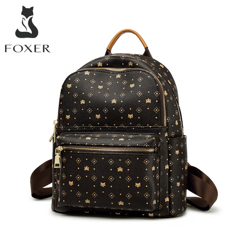 FOXER-mochila con estampado de PVC para mujer, morral de viaje Retro con monograma para ordenador portátil de negocios ► Foto 1/6