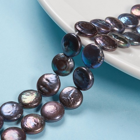 Cuentas de perlas Keshi naturales para fabricación de joyas, accesorios de pulsera, collar, bricolaje, decoración, F80, 1 hebra, medium blue ► Foto 1/6