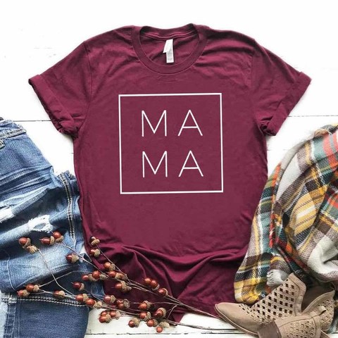 Camiseta con estampado de carta de mamá para mujer, Camiseta holgada de manga corta con cuello redondo para mujer, camiseta de moda para mujer, Tops, ropa ► Foto 1/6