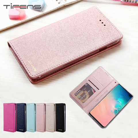 Funda de cuero con patrón de seda para Samsung Galaxy S8, S9, S10, S20, FE, Ultra Plus, Note 10 Plus, 9, 8, Flip, BILLETERA, funda magnética ► Foto 1/6