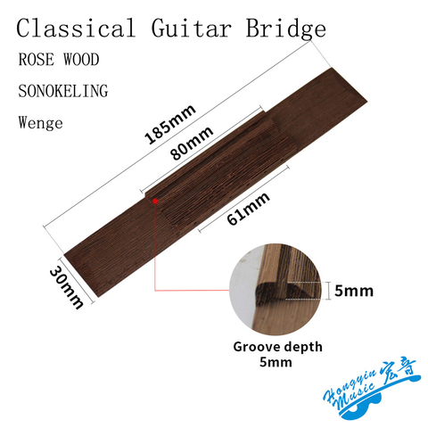 SONOKELING Wenge-Puente de guitarra clásico Universal, piezas de repuesto de palisandro, accesorios de guitarra de 185x30x9mm ► Foto 1/6