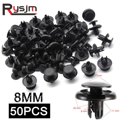 50 Uds 8mm 6mm negro de vehículos de plástico Clips de parachoques de coche sujetador hebilla interiores de la puerta de fijo ajuste de la abrazadera para Toyota ► Foto 1/6