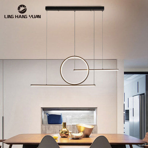 Minimalista moderno colgante de Led de luz de la lámpara de oro y Negro Color lámpara colgante tipo araña para sala de techo de la cocina brillo ► Foto 1/6