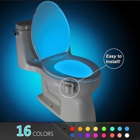 Luz nocturna de Sensor de movimiento inteligente PIR para retroiluminación de asiento de inodoro, lámpara de Luminaria LED para tazón de inodoro, luz de inodoro de 8/16 colores ► Foto 1/6