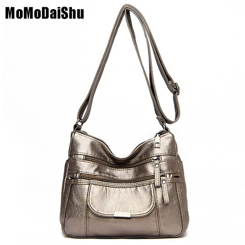 Bolso de hombro tipo bandolera de cuero para mujer, Bolsa pequeña Vintage con múltiples bolsillos ► Foto 1/6