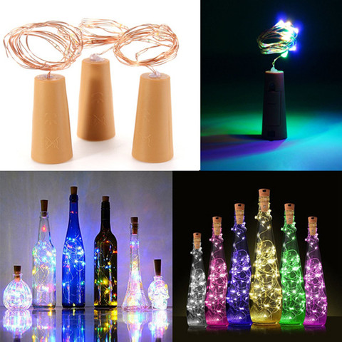 Corcho de botella de vino con batería Luz 1m / 2m DIY LED cadena luz barra de luz fiesta de cumpleaños Luz de tapón de botella de vino tira ► Foto 1/6