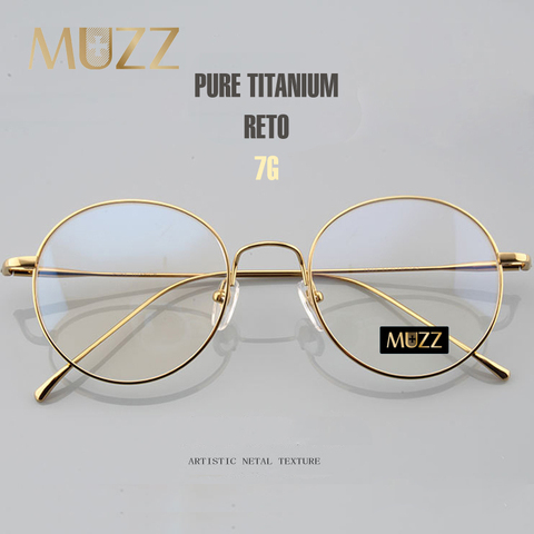 MUZZ-montura para gafas de titanio puro Unisex, anteojos Retro con montura redonda para Miopía ► Foto 1/6