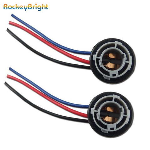 Rockeybright 2pc coche BAY15D 1157 Luz de Freno LED bombilla hembra BA15S 1156 adaptador de conector de clavija 1156 de 1157 toma de cableado ► Foto 1/6