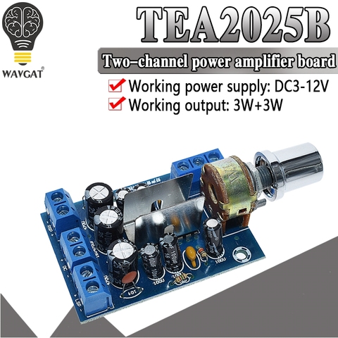 TEA2025B-Mini placa de amplificador de Audio estéreo Dual, placa amplificadora de 2,0 canales para altavoz de PC, 3W + 3W, 5V, 9V, 12V, coche ► Foto 1/6