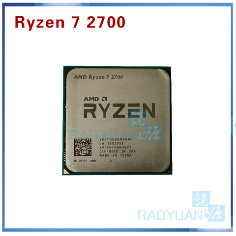 AMD-Procesador CPU AMD Ryzen 7 2700 R7 3.2 GHz 8 núcleos 16 subprocesos, unidad central de procesamiento, componente para ordenador, PC, 16M, 65W, YD2700BBM88AF, enchufe AM4 ► Foto 1/1