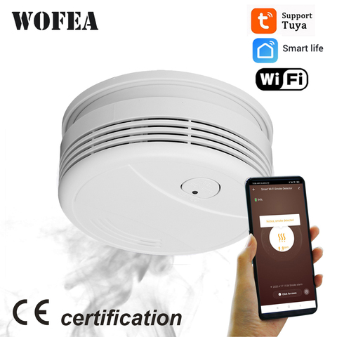 Wofea WiFi Detector de humo de seguridad sistema de alarma de incendio Tuya inteligente Sensor de humo APP mensaje empujar 95db sonido No necesita Hub ► Foto 1/6