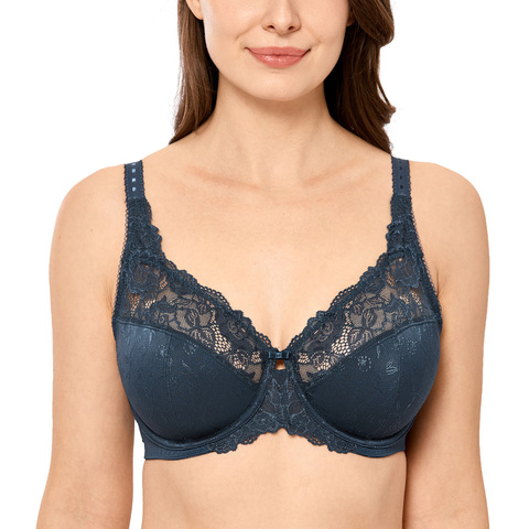 Sujetador de belleza de encaje sin relleno de figura completa con aros para mujer sujetador de talla grande 34-44 DD E F G H ► Foto 1/6