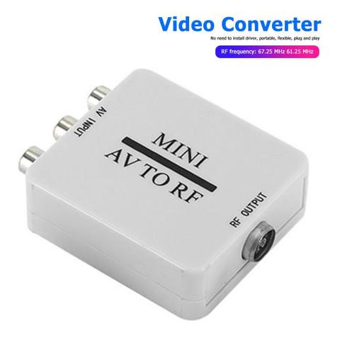 Mini RCA AV CVSB a RF Adaptador convertidor de vídeo HD caja convertidora de vídeo 67,25/61,25 MHz AV a RF Scaler conmutador de TV ► Foto 1/6