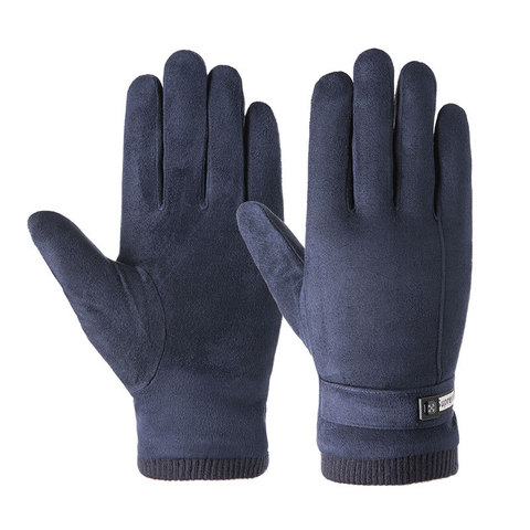 Guantes cálidos para hombre, de terciopelo, acolchados, con pantalla táctil, cálidos, para ciclismo, otoño e invierno, envío directo ► Foto 1/6