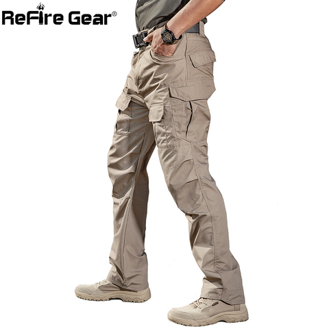 Pantalones militares de combate táctico para hombre, pantalón táctico de estilo SWAT, de algodón, con muchos bolsillos, estilo militar, informal, para otoño, IX2, novedad de ReFire Gear ► Foto 1/6