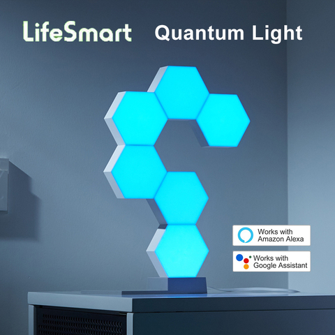 LifeSmart-Lámpara de ensamblaje de geometría inteligente, con luz LED Quantum, funciona con el asistente de Google, aplicación Alexa Cololight, control inteligente y WiFi ► Foto 1/6